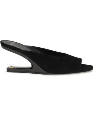 Balmain Open-Toe Wedge Heeled Sandals - Black