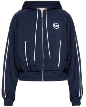 MICHAEL Michael Kors Piqué Contrast Zip-Up Track Jacket - Blue