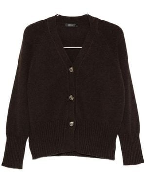 Aragona V-Neck Button-Up Cardigan - Black