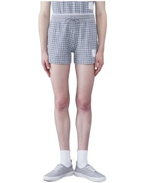 Thom Browne Checked Tweed Drawstring Shorts - Blue