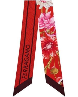 Ferragamo Floral Print Scarf - Red