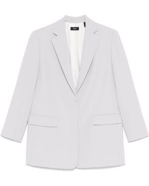Theory Single-Breasted Crepe Blazer - White