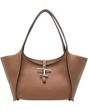 Tod's T Timeless Leather Shoulder Bag - Brown