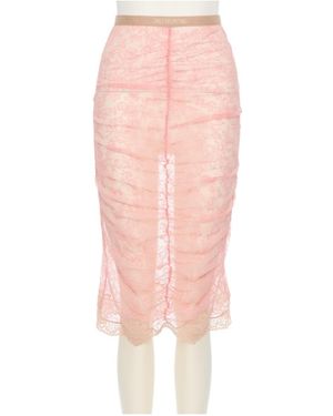 Valentino Stretch Lace Midi Skirt - Pink