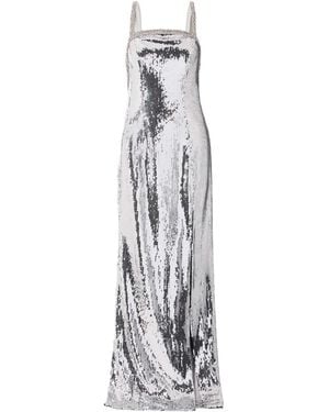 Rebecca Vallance Embellished Sequined Mesh Gown - White