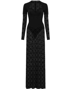 Marine Serre Layered Long Sleeved Dress - Black