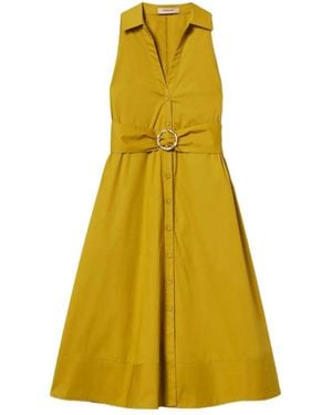Twinset Sleeveless Midi Shirt Dress - Yellow