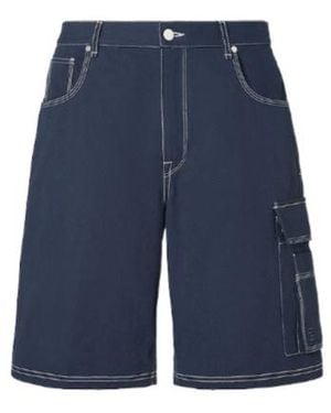 Fendi Contrast-Stitch Cargo Shorts - Blue