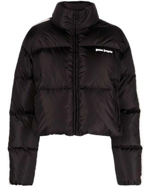 Palm Angels Logo Embroidered Padded Jacket - Black