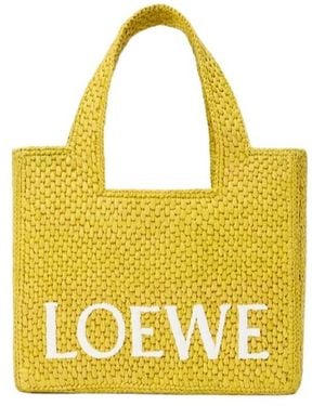 Loewe Small Font Tote Hand Bag - Yellow