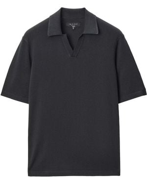 Rag & Bone Short-Sleeved Knit Polo Shirt - Black
