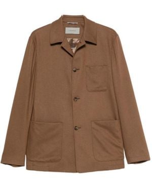 Canali Long-Sleeved Shirt Jacket - Brown