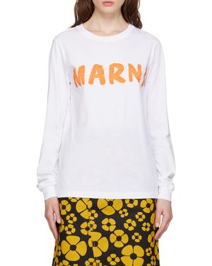 Marni Round Collar And Long-Sleeved T-Shirt - White