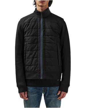 Paul Smith Mixedfabric Standcollar Jacket - Black