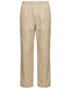 Gucci Monogrammed Elastic-Waist Trousers - Natural