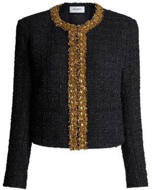 Balmain Embroidered Tweed Jacket - Black