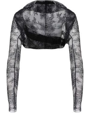 Alberta Ferretti Long Sleeve Laced Top - Black