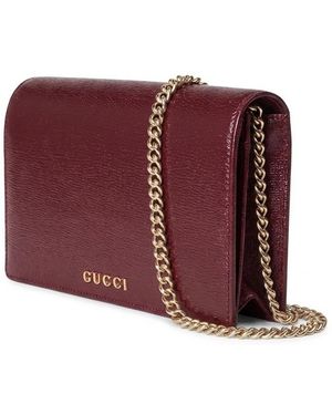 Gucci Logo Plaque Chain Wallet - Red