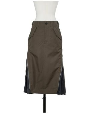 Sacai Pleated-Panel Zip-Detail Mid Skirt - Multicolor