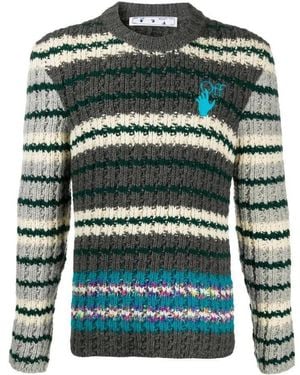 Off-White c/o Virgil Abloh Hand Horizontal-Stripe Sweater - Green