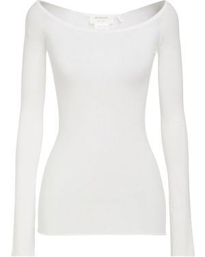 Sportmax Off-The-Shoulder Long-Sleeve Fitted Knit Top - White
