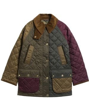 Barbour Color-Block Diamond-Quilted Jacket - Brown