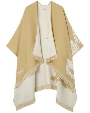 Burberry Cape Knight En Laine-Soie-Cachemire - White