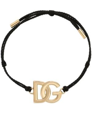 Dolce & Gabbana Dg Logo Charm Cord Bracelet - Metallic