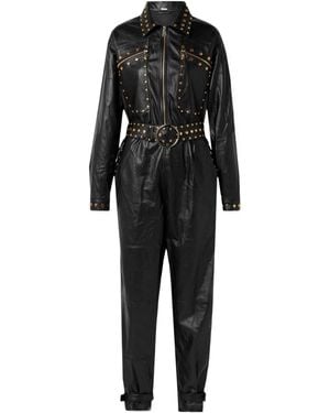 Dodo Bar Or Fipa Belted Studded Leather Jumpsuit - Black