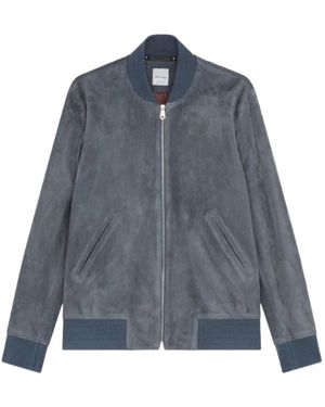 Paul Smith Suede Zip Bomber Jacket - Blue