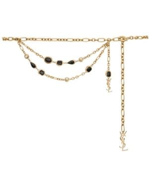 Saint Laurent Cassandre Pendant Chain Belt - White