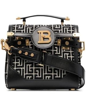 Balmain Bicolor Jacquard B-Buzz 23 Bag - Black