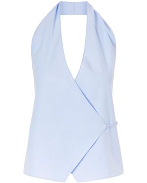 St. Agni Oxford Wrap Top - Blue
