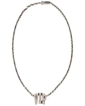 Balenciaga 3 Letter Vip Pendant Necklace - Metallic