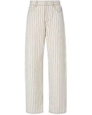 Fendi Striped High Waist Long Jeans - White