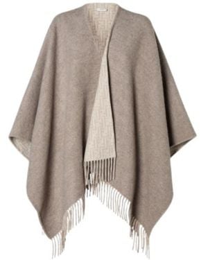 Fendi Dove Ff Zucca Wool And Cashmere Poncho - Brown