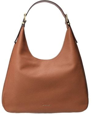 MICHAEL Michael Kors Nolita Large Pebbled Leather Hobo Shoulder Bag - Brown