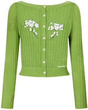 ShuShu/Tong Long-Sleeved Knitted Cardigan - Green
