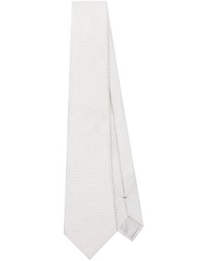 Giorgio Armani Patterned-Jacquard Silk Tie - White