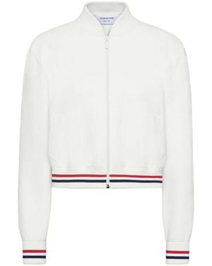 Thom Browne Striped Trim Zip-Up Jacket - White