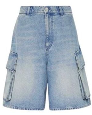 JW Anderson Jw Anderson Wide Leg Cargo Denim Shorts - Blue