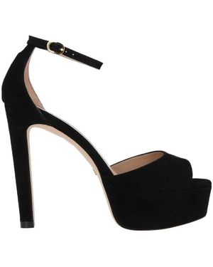 Stuart Weitzman Platform Suede Sandals - Black