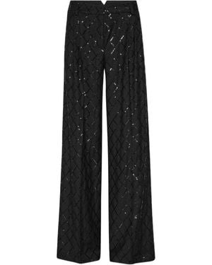 ROTATE BIRGER CHRISTENSEN Wide-Leg Sequined Trousers - Black