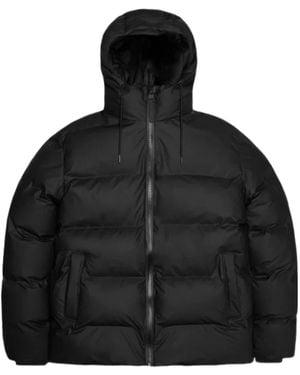 Rains Alta Drawstring Hooded Puffer Jacket - Black