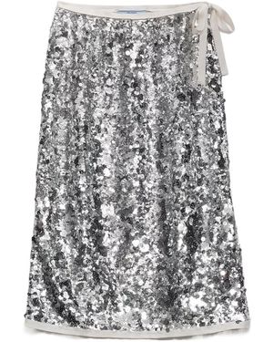 Prada Embroidered Sequin Skirt - Gray