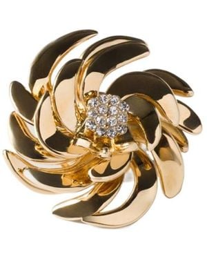 Miu Miu Metal Brooch With Crystals - Metallic