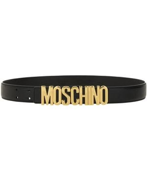 Moschino Logo Lettering Belt - White