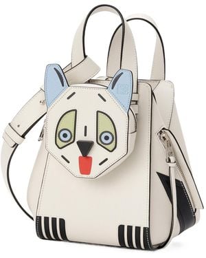 Loewe Hammock Animal-Face Zipped Tote Bag - White