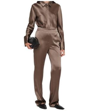 JOSEPH Tova Silk-Satin Straight-Leg Trousers - Natural