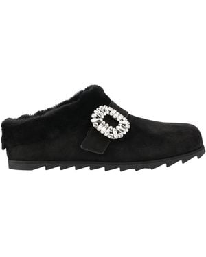 Roger Vivier Buckle Embellished Slippers - Black